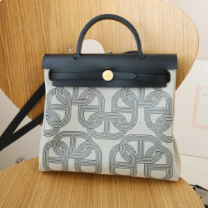 Hermes H Plume Canvas Vache Hunter Circuit 24 Herbag Zip Retourne 31 Black Ecru