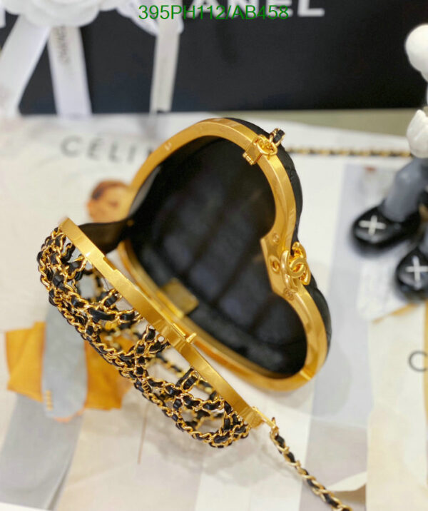 Chanel 2023 CC Heart Minaudiere Black & Gold Metal Clutch mirrror 1:1 - Image 9