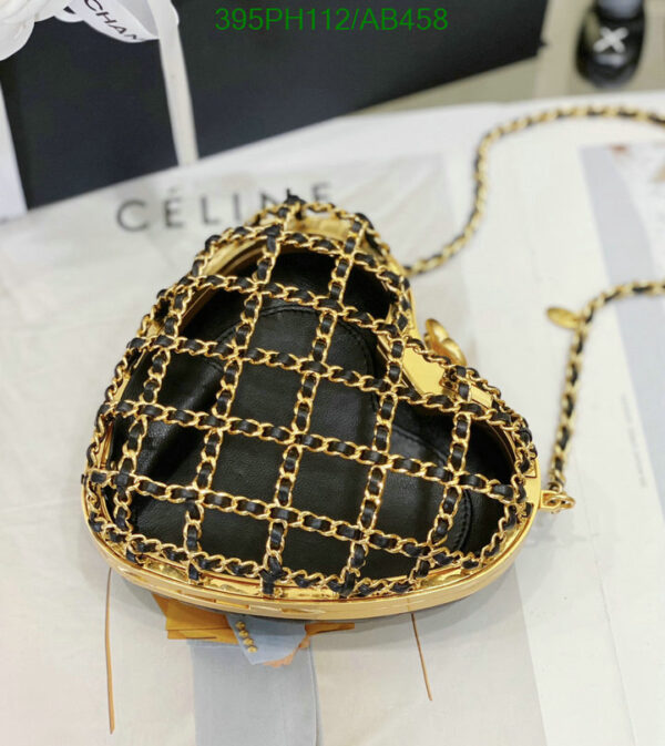 Chanel 2023 CC Heart Minaudiere Black & Gold Metal Clutch mirrror 1:1 - Image 4