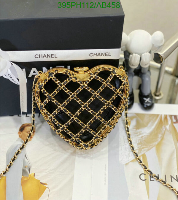 Chanel 2023 CC Heart Minaudiere Black & Gold Metal Clutch mirrror 1:1 - Image 2