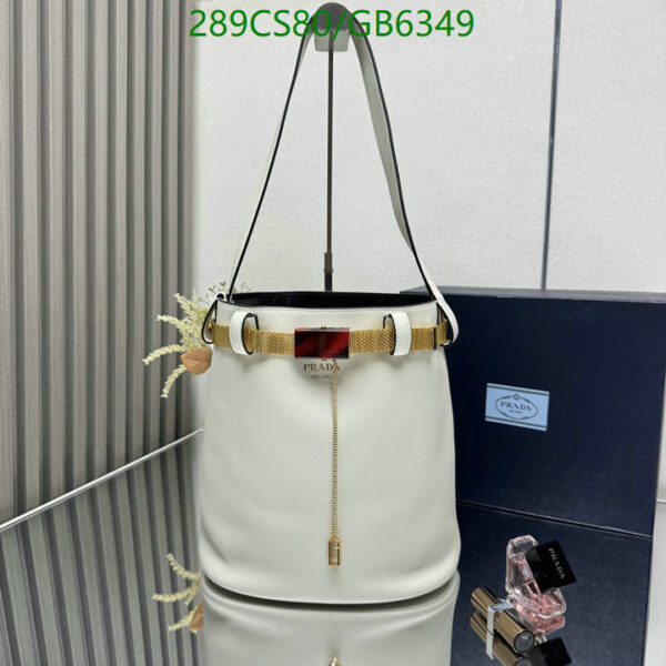 Prada Buckle leather bucket bag with jeweled belt Mirror Quality 1:1