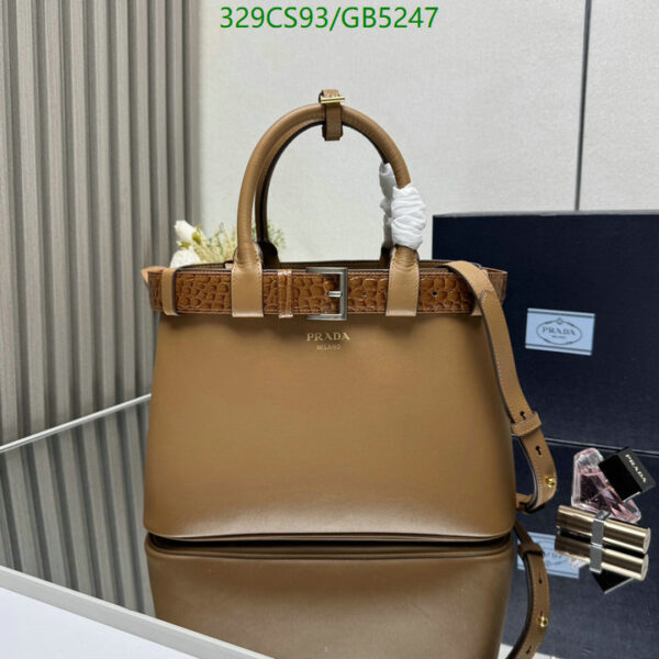 Luxury Prada Buckle Medium leather handbag with belt
