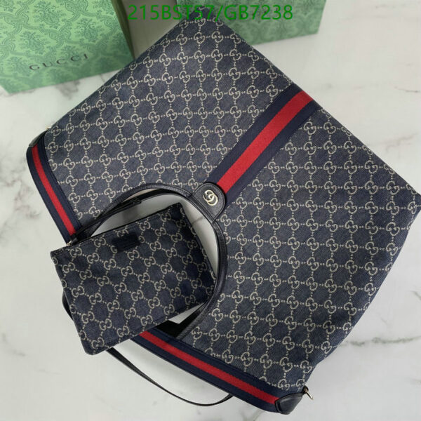 Luxury Gucci GG Denim Tote Bag – Blue & White Giglio Large Designer Purse - Image 5