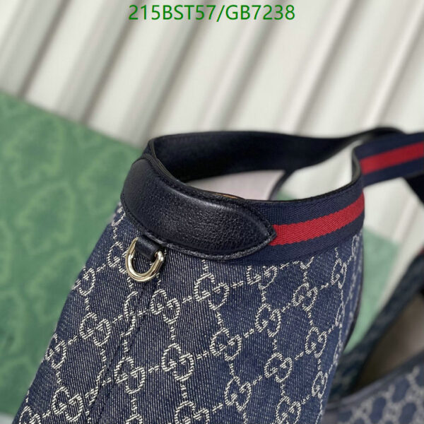 Luxury Gucci GG Denim Tote Bag – Blue & White Giglio Large Designer Purse - Image 7