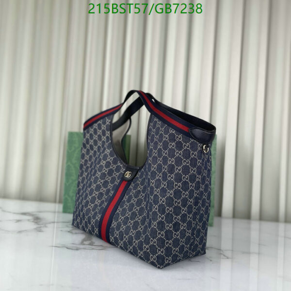 Luxury Gucci GG Denim Tote Bag – Blue & White Giglio Large Designer Purse - Image 3