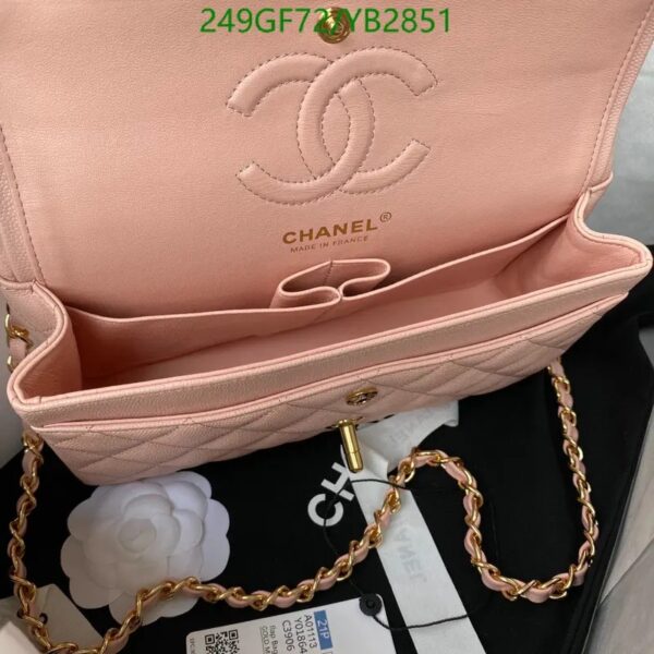 Chanel Pink Calfskin Medium Classic Double Flap Shoulder Bag 49643 - Image 9