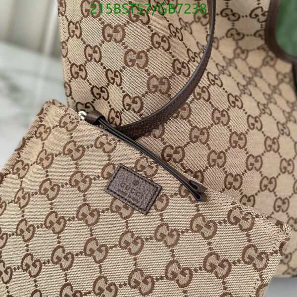 Beige GG Canvas Gucci Giglio Tote – Large Brown Trim Luxury Bag for Women - Image 7
