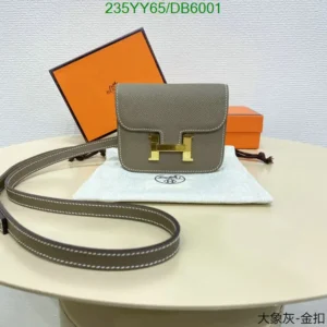 Luxury Hermes  Epsom Constance Slim Wallet Etoupe mirror 1:1