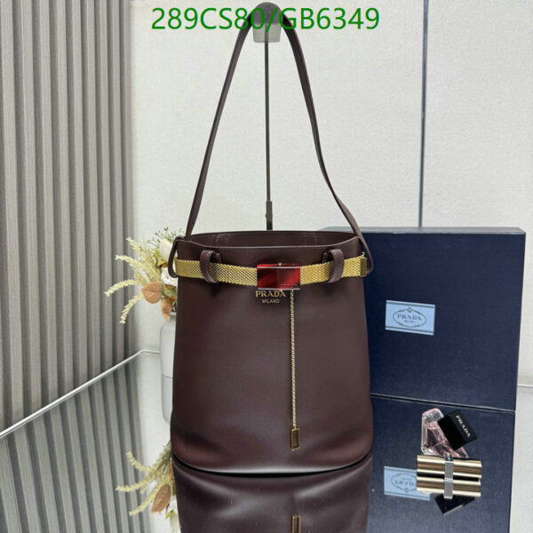 Prada Buckle leather bucket bag with jeweled belt Mirror Quality 1:1 - Image 3