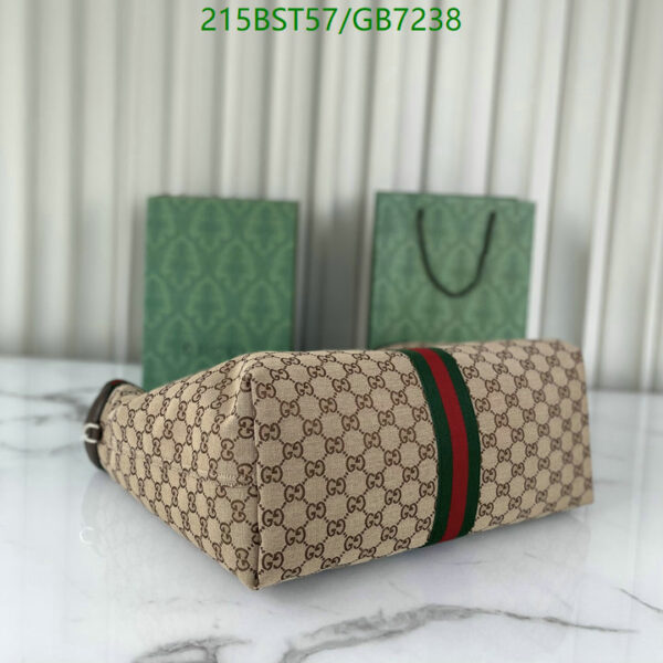 Beige GG Canvas Gucci Giglio Tote – Large Brown Trim Luxury Bag for Women - Image 5