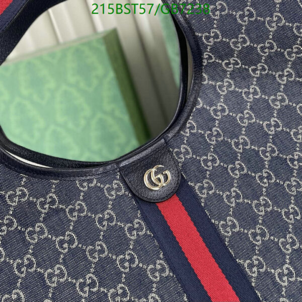 Luxury Gucci GG Denim Tote Bag – Blue & White Giglio Large Designer Purse - Image 6
