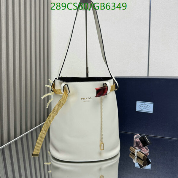 Prada Buckle leather bucket bag with jeweled belt Mirror Quality 1:1 - Image 6
