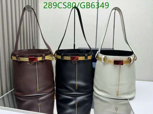 Prada Buckle leather bucket bag with jeweled belt Mirror Quality 1:1 - Image 5