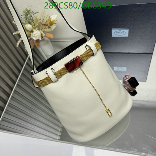 Prada Buckle leather bucket bag with jeweled belt Mirror Quality 1:1 - Image 9
