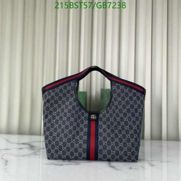 Luxury Gucci GG Denim Tote Bag – Blue & White Giglio Large Designer Purse
