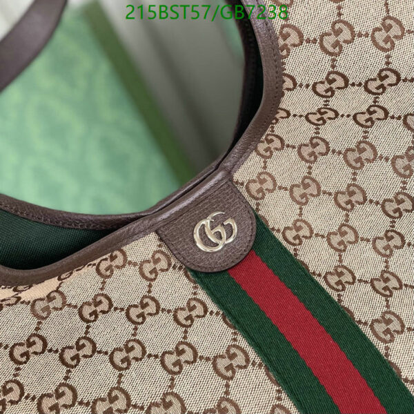 Beige GG Canvas Gucci Giglio Tote – Large Brown Trim Luxury Bag for Women - Image 6