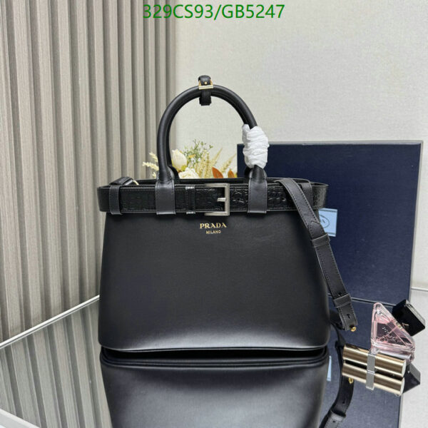 Luxury Prada Buckle Medium leather handbag with belt - Image 2